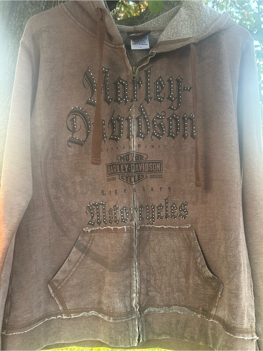 Harley-Davidson Brown Stud-Accent Full-Zip Hoodie Jacket